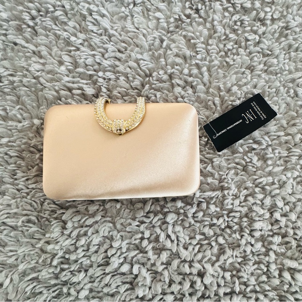 INC Elegant Cream Clutch with Gold Accents. New